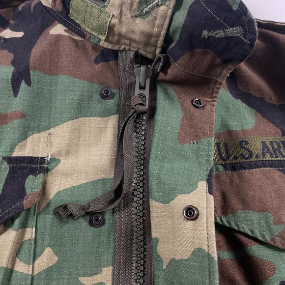 US Army Coat Cold Weather Camouflage Pattern Jacket Mens Small M65 Military Hood - Picture 7 of 16